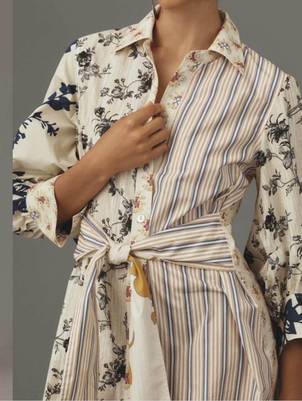 Plenty By Tracy Reese Long Sleeve Tie Front Mini Shirt Dress - Picture 3 of 11